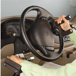 driver using adaptive driving equipment